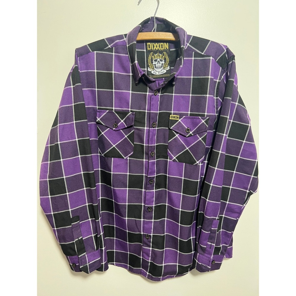 Dixxon Flannel Company The Crown Purple Black Plaid Long Sleeve Shirt Mens L